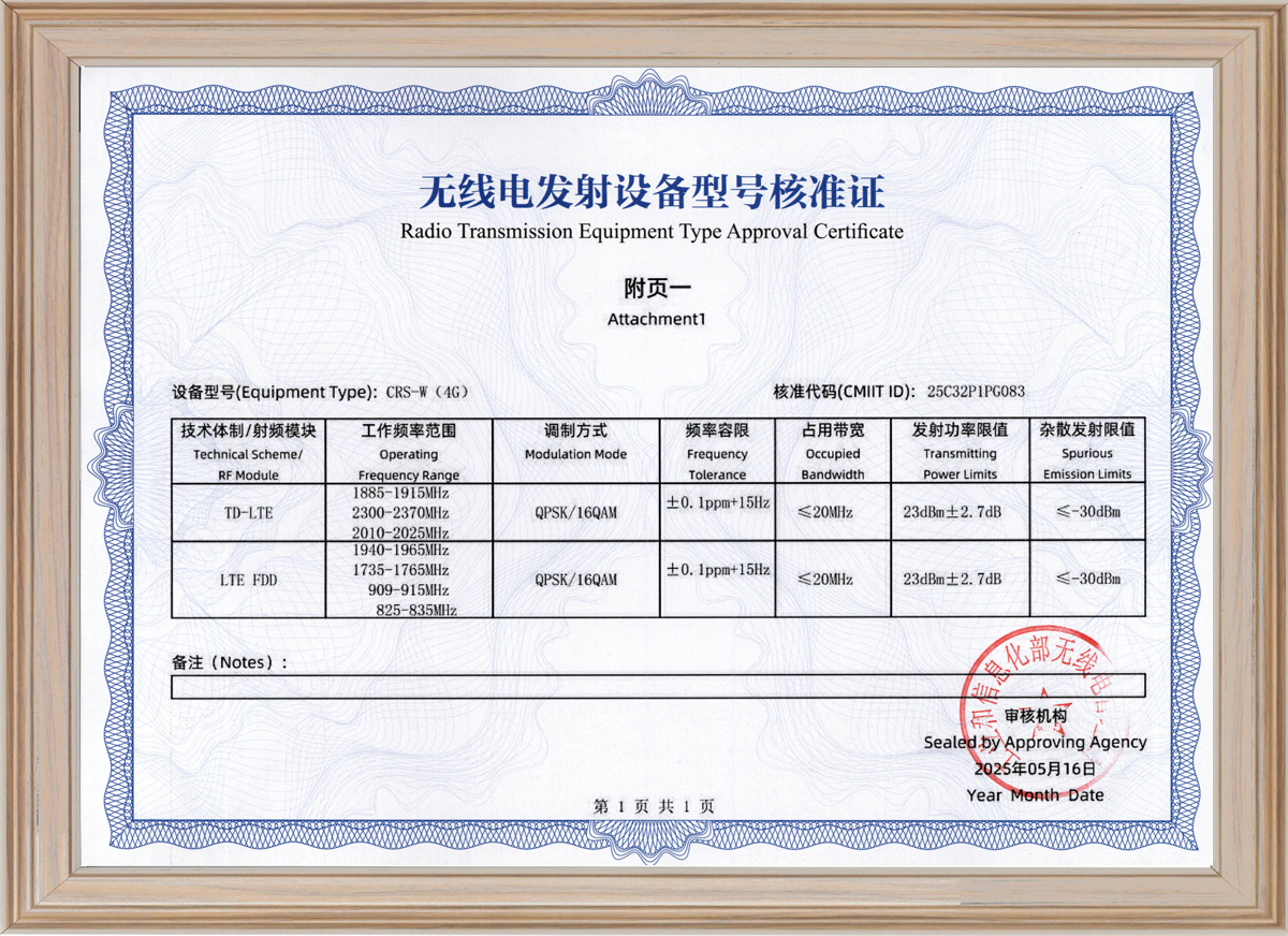 无线电发射设备型号核准证